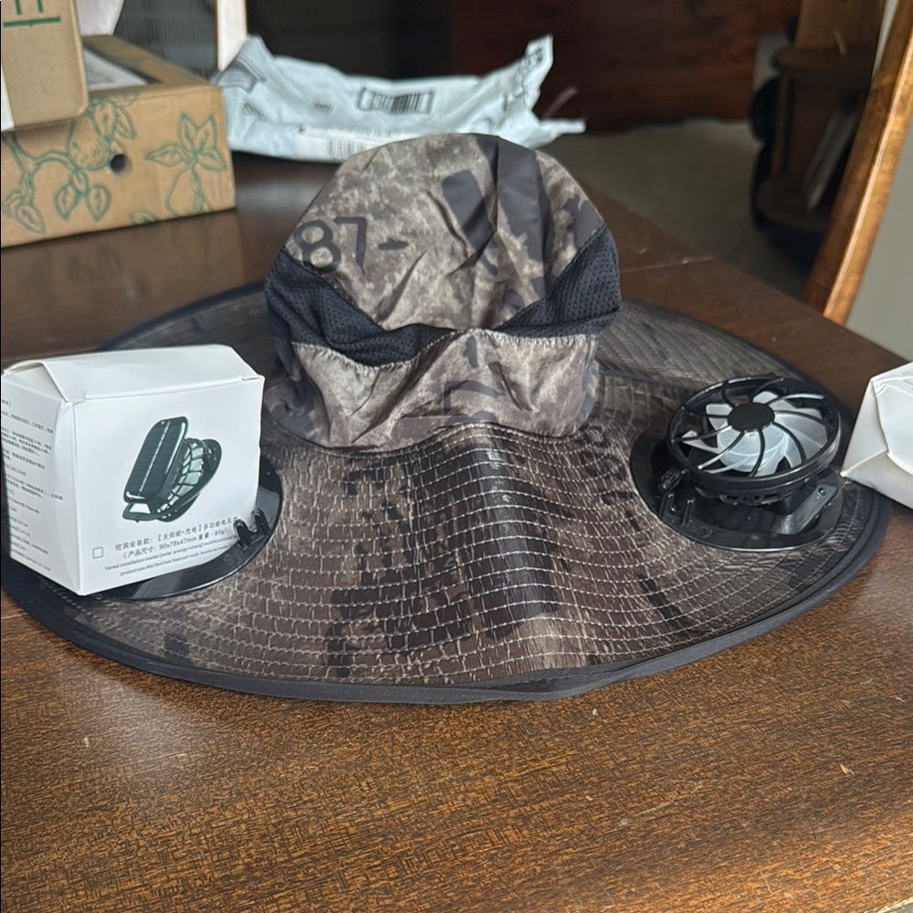 Camouflage Sun Hat with Fan